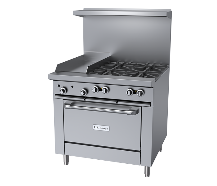 US Range U36-4G12 U-Series 36" Combination Griddle/Open Burner Range